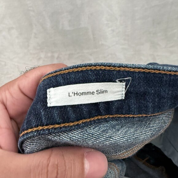 Frame Jeans Mens 34x32 Blue L'Homme Slim Stretch LMH0467 Baltic - Picture 3 of 13
